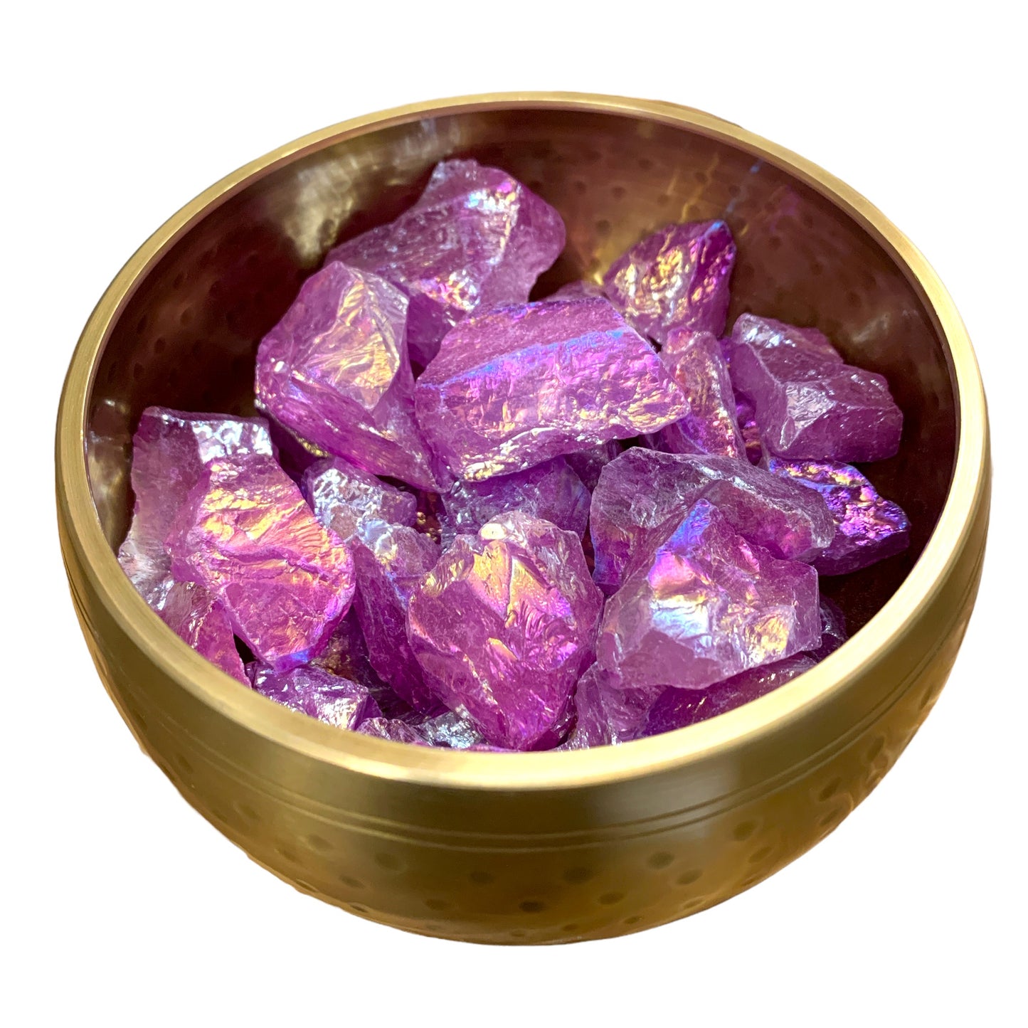 Quartz Chunks Aura  Purple Finish - 1.5 to 2.5 inch - per gram - India - 500 gram minimum - China - NEW223