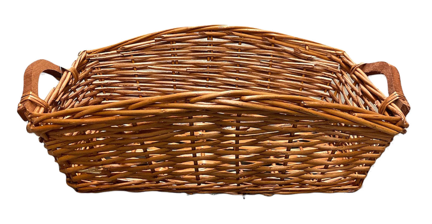 WILLOW  Rectangle Tray with Wooden Handle - HONEY - 16 x 10 x 6 inch