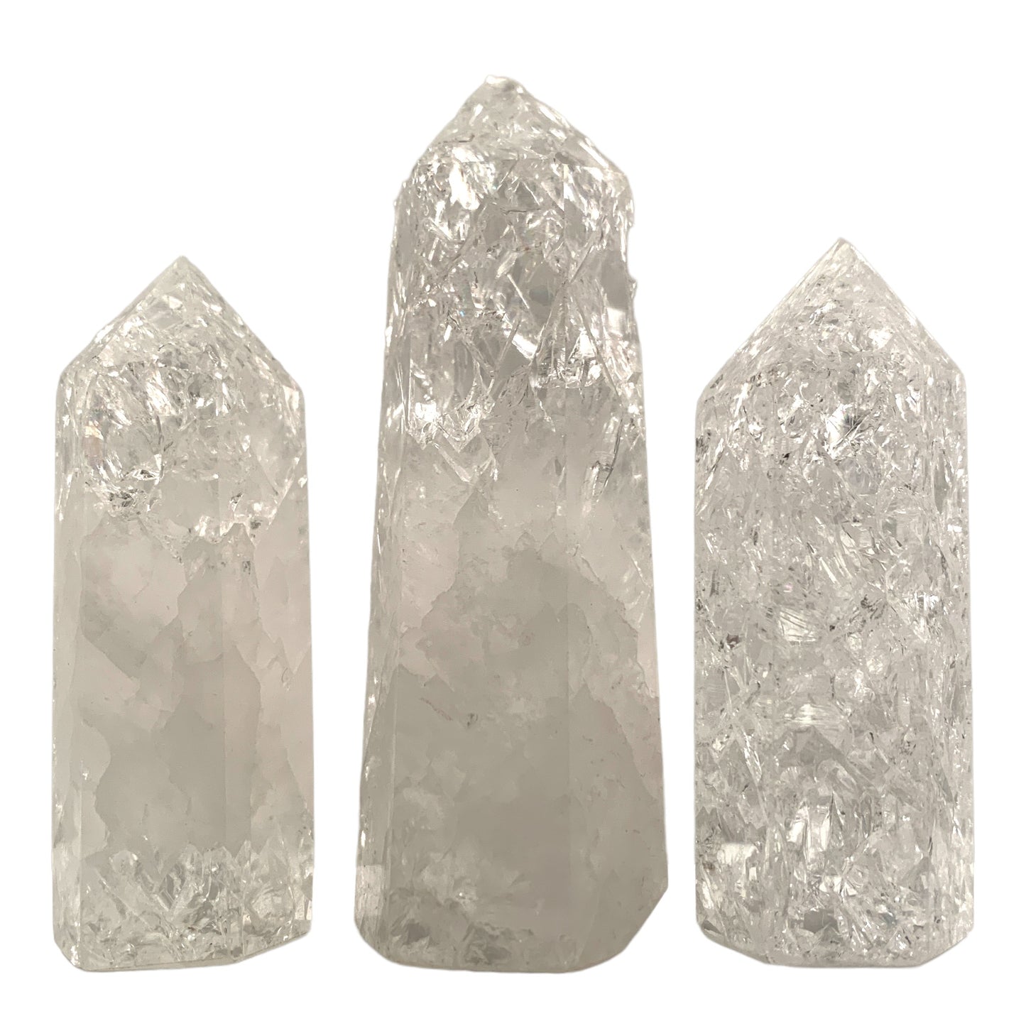 Crackle CRACKED CLEAR QUARTZ - Pointes polies - 50-75mm - Prix par gramme par pièce - Chine - NEW722