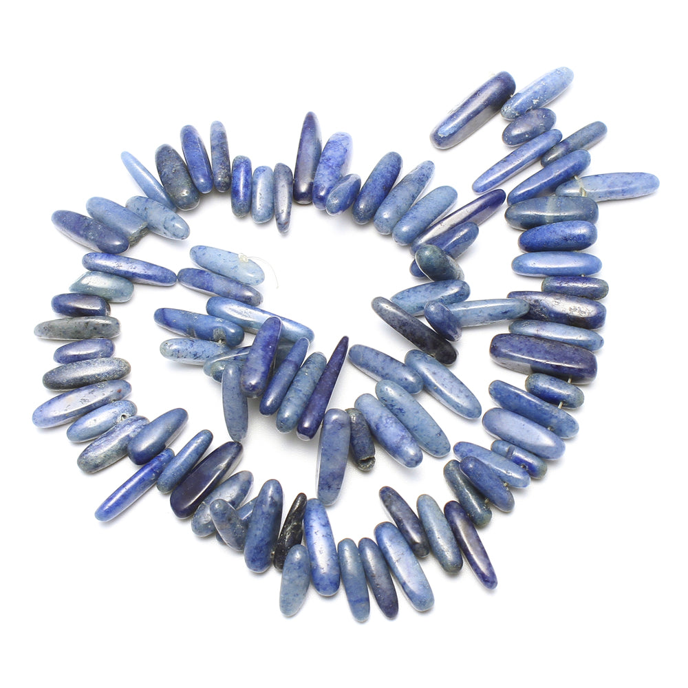 Blue Aventurine Gemstone Bead Nuggets - 1mm Hole - 15.5 Inch Long Size:5x13x4mm to 8x30x8mm