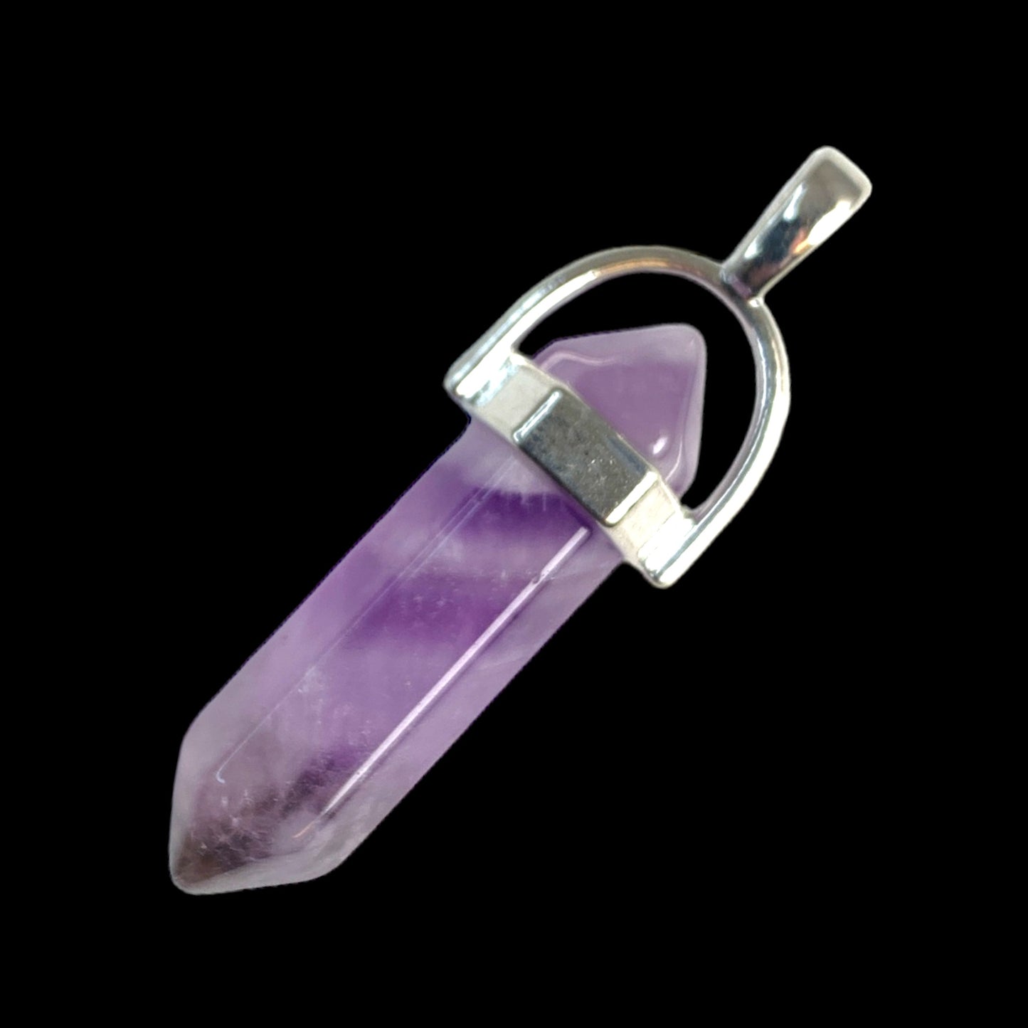 Amethyst Crystal Pendant - Platinum Colour Plated Brass Bail