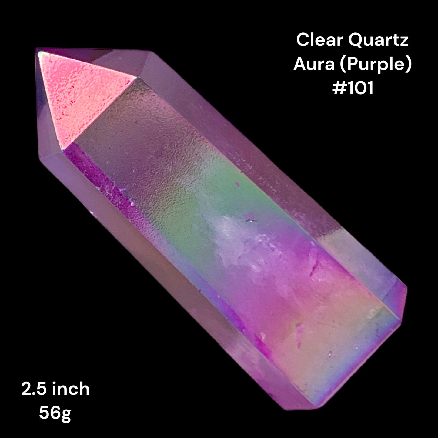 Clear Quartz Aura (Purple) - 2.5 inch - 56g - Polished Points