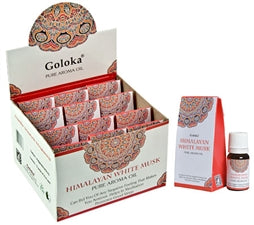 Goloka Himalayan White Musk Aroma Oil - Boîte de présentation avec 12 bouteilles