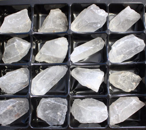 Crystal Quartz Rough Flat Box - Approx. .8 kg & 24 pieces per box 19 x 15.5 cm - BRAZIL - NEW122