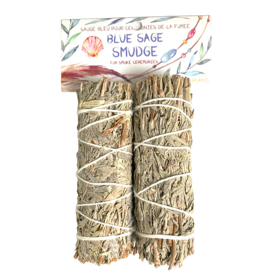 Pack of 2 BLUE SAGE 4 inch Smudge STICKS with Header