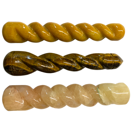 Mixed Stones - Polished Carved TWISTED  WAND - 5 to 6 inches - 50 grams per piece