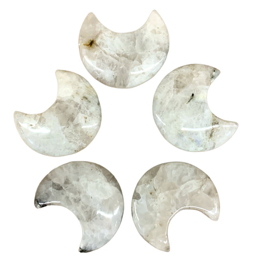 Rainbow Moonstone - 30-35mm - Crescent Moon Smooth - India China - NEW1122