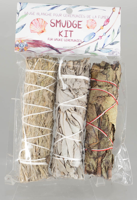 Pack of 3 Assorted Smudge Sticks - White Sage - Blue Sage - Dark Yerba Santa - 4 inches long