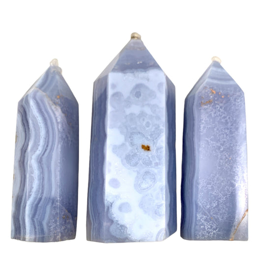 Blue Lace Agate - Polished Points - 60-90mm - Price per gram per piece - China - NEW722