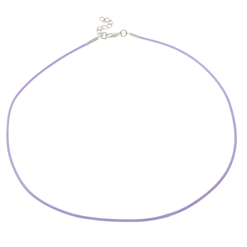 LT PURPLE  Waxed Necklace Cord, Waxed cotton Cord, with iron chain, Zinc Alloy lobster clasp, with 4cm extender chain, platinum color plated 1.5mm Approx. 17.5 inch