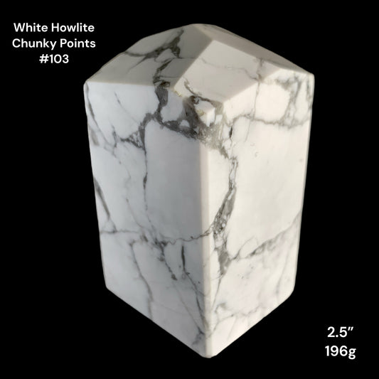 White Howlite Chunky Points - 2.5 inch - 196g - Polished Points