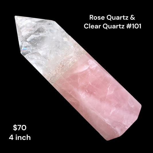 Rose Quartz and Clear Quartz - 4 inch - 159g - Polished Points