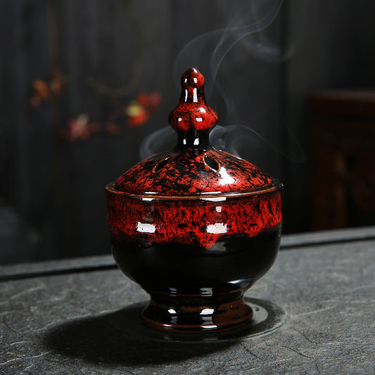 Porcelain Incense Burner - Red - Size 94x130mm - New920